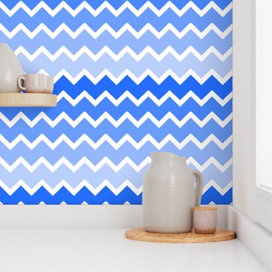 Sky Blue Ombre Chevron Zigzag Pattern