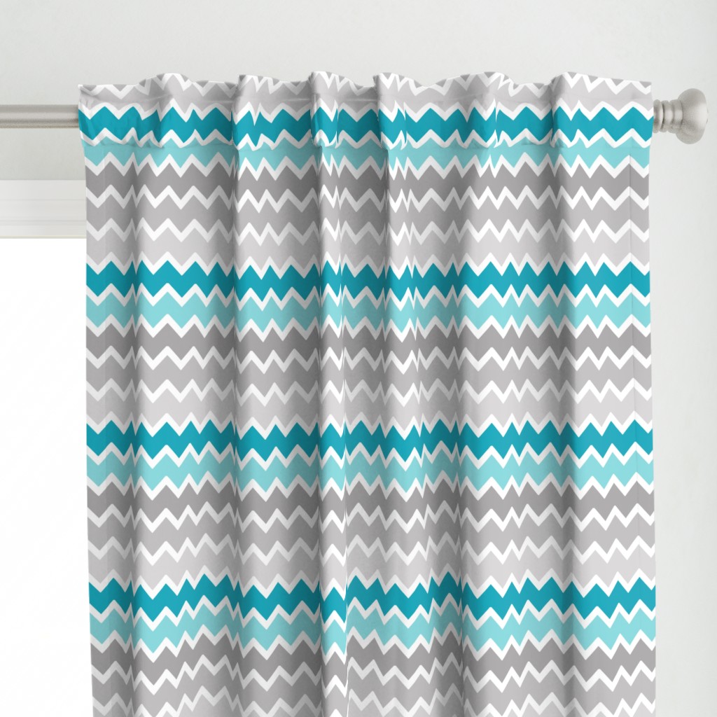 Turquoise Aqua Teal Blue Grey Gray Ombre Chevron