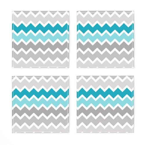 Turquoise Aqua Teal Blue Grey Gray Ombre Chevron