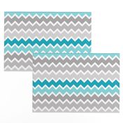 Turquoise Aqua Teal Blue Grey Gray Ombre Chevron