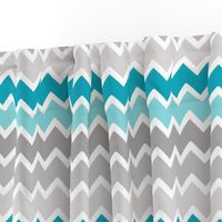 Turquoise Aqua Teal Blue Grey Gray Ombre Chevron