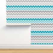 Turquoise Aqua Teal Blue Grey Gray Ombre Chevron