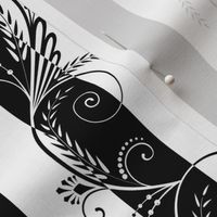 Stripes with Scrolls Black White