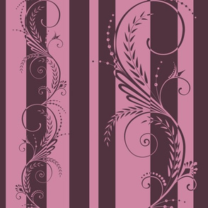 Stripes with Scrolls Rose Pink