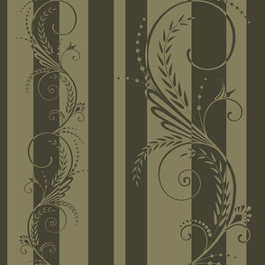 Stripes with Scrolls Herb Green