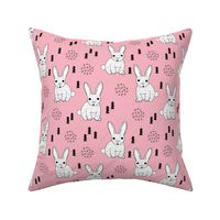 Adorable geometric rabbit baby easter spring bunny for kids scandinavian woodland theme in pink