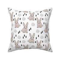 Adorable geometric rabbit baby easter spring bunny for kids scandinavian woodland theme in soft beige and white 