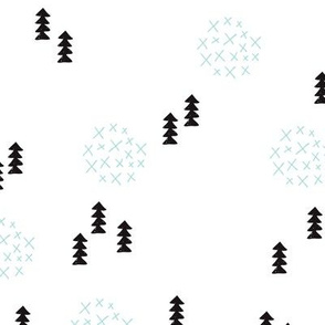 Scandinavian style christmas trees geometric woodland print in black and white