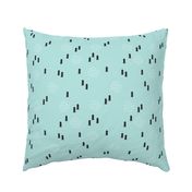 Scandinavian style christmas trees geometric woodland print in black and white and mint blue