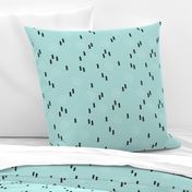 Scandinavian style christmas trees geometric woodland print in black and white and mint blue