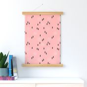 Scandinavian style christmas trees geometric woodland print in black and white and pink