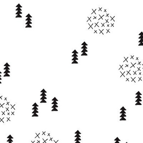 Scandinavian style christmas trees geometric woodland print in black and white
