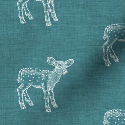 Dear Deer, Teal Linen