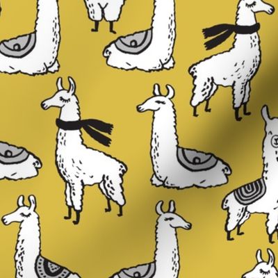 Llamas - Mustard by Andrea Lauren 