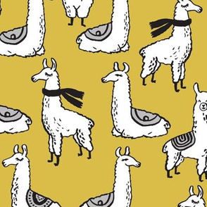 Llamas - Mustard by Andrea Lauren 