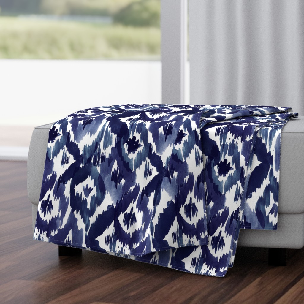 Ikat Diamonds Indigo Blue