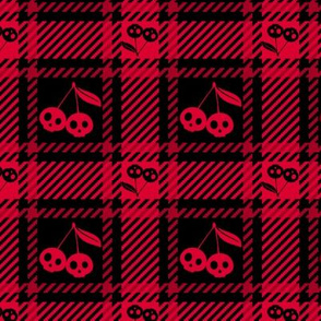 Cherry Skulls Plaid 112 Black Red