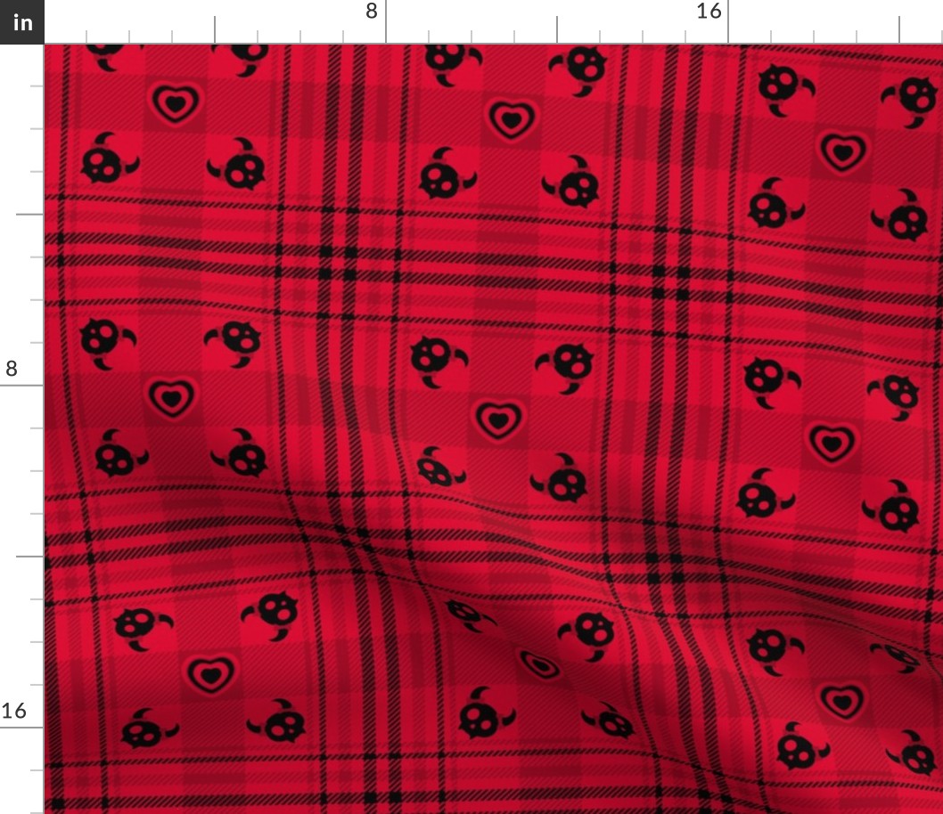 Evil But Cute Plaid 110 Red Black