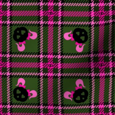 Evil But Cute Plaid 231 Pink Olive Black