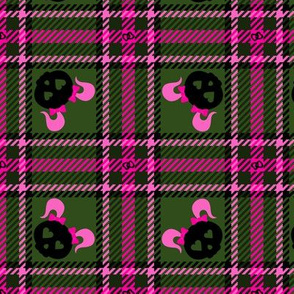 Evil But Cute Plaid 231 Pink Olive Black