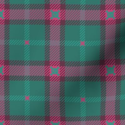 Skull Radiation Plaid 155 Teal Pink