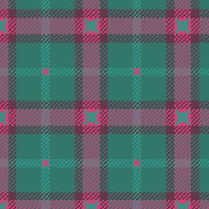 Skull Radiation Plaid 155 Teal Pink