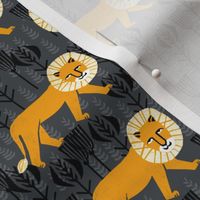 Safari Lion - Turmeric/Charcoal (Smaller Size) by Andrea Lauren