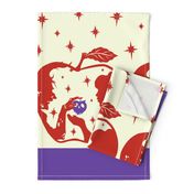 Snow White Purple Red Apple Border Print