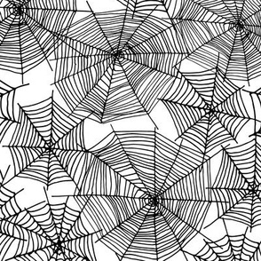 spider web // black and white creepy october spooky scary halloween fabric