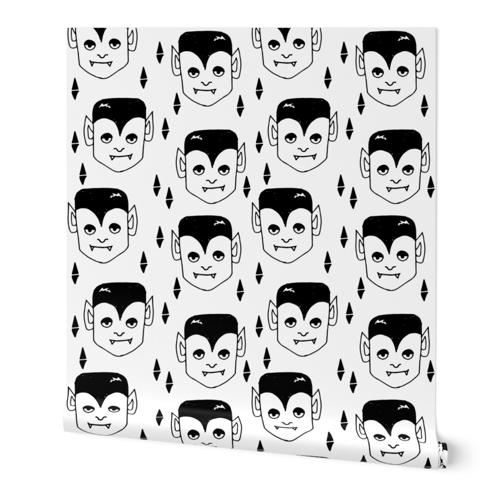 vampire // black and white kids october halloween creepy spooky scary fabric