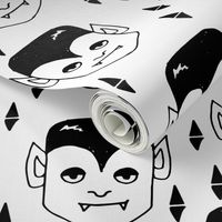 vampire // black and white kids october halloween creepy spooky scary fabric