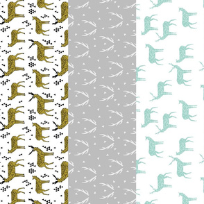 deer quilt // cheater quilt wholecloth stripes antlers kids nursery baby sweet deer purple mint grey girls quilt