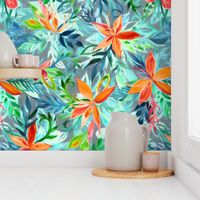 Impressionist Painted Tropical Floral