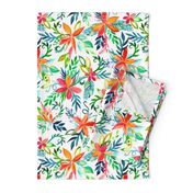 Impressionist Painted Tropical Floral on White