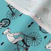 bears on bikes // childrens illustration fabric cute animal nursery print by andrea lauren 