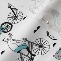 bears on bikes // cute childrens illustration bicycles bear bikes childrens illustration fabric