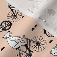 bears on bikes // cute blush childrens illustration bicycles fabric cute childrens illustration design