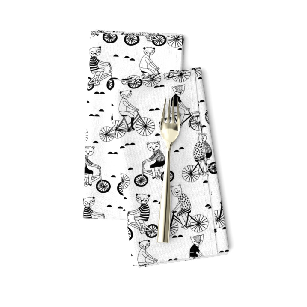 bears on bikes // black and white childrens illustration cute black and white nursery fabric baby scandi design by andrea lauren