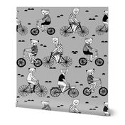 bears on bikes // grey bicycle fabric cute nursery baby childrens fabric childrens illustration by andrea lauren