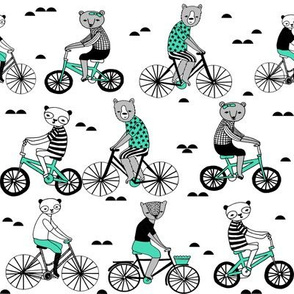bears on bikes // cute bear illustrations riding bicycles whimsical fairytale illustration cute childrens illustration by andrea lauren