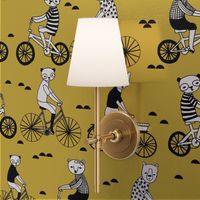 bears on bikes // mustard yellow bicycle fabric cute childrens illustrations by andrea lauren childrens bicycles