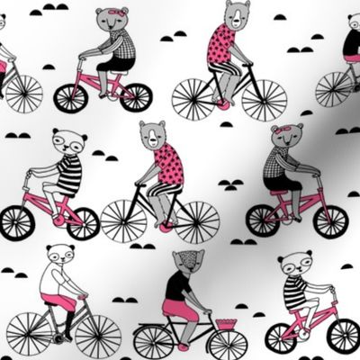 bears on bikes // cute bear illustrations andrea lauren design childrens art childrens illustration andrea lauren fabric