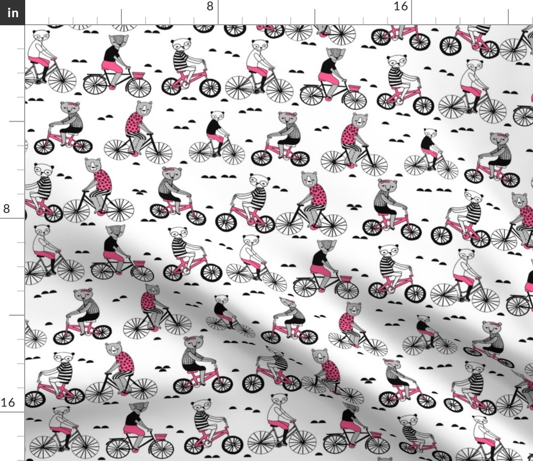 bears on bikes // cute bear illustrations andrea lauren design childrens art childrens illustration andrea lauren fabric