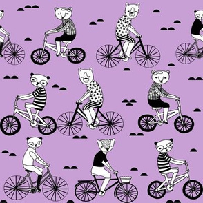 bears on bikes // purple cute childrens illustration andrea lauren illustration andrea lauren design andrea lauren fabric