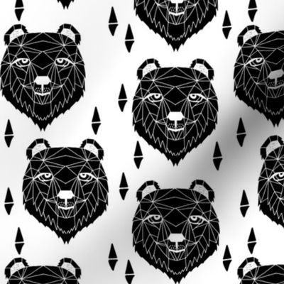 grizzly bear // black and white grizzly bear fabric nursery design bw bear fabric geometric bear design