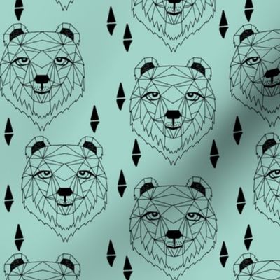 grizzly bear // bear head fabric mint bear bears nursery baby design 