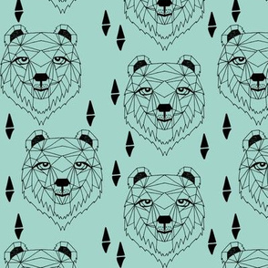 grizzly bear // bear head fabric mint bear bears nursery baby design 
