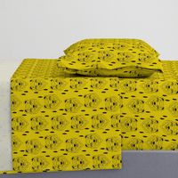 grizzly bear // bear head bears face bears baby nursery mustard yellow bear fabric