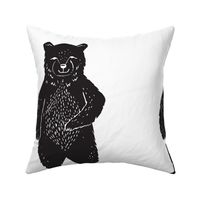 bear // black and white forest bear plush plushie cut and sew pillow crib bedding 