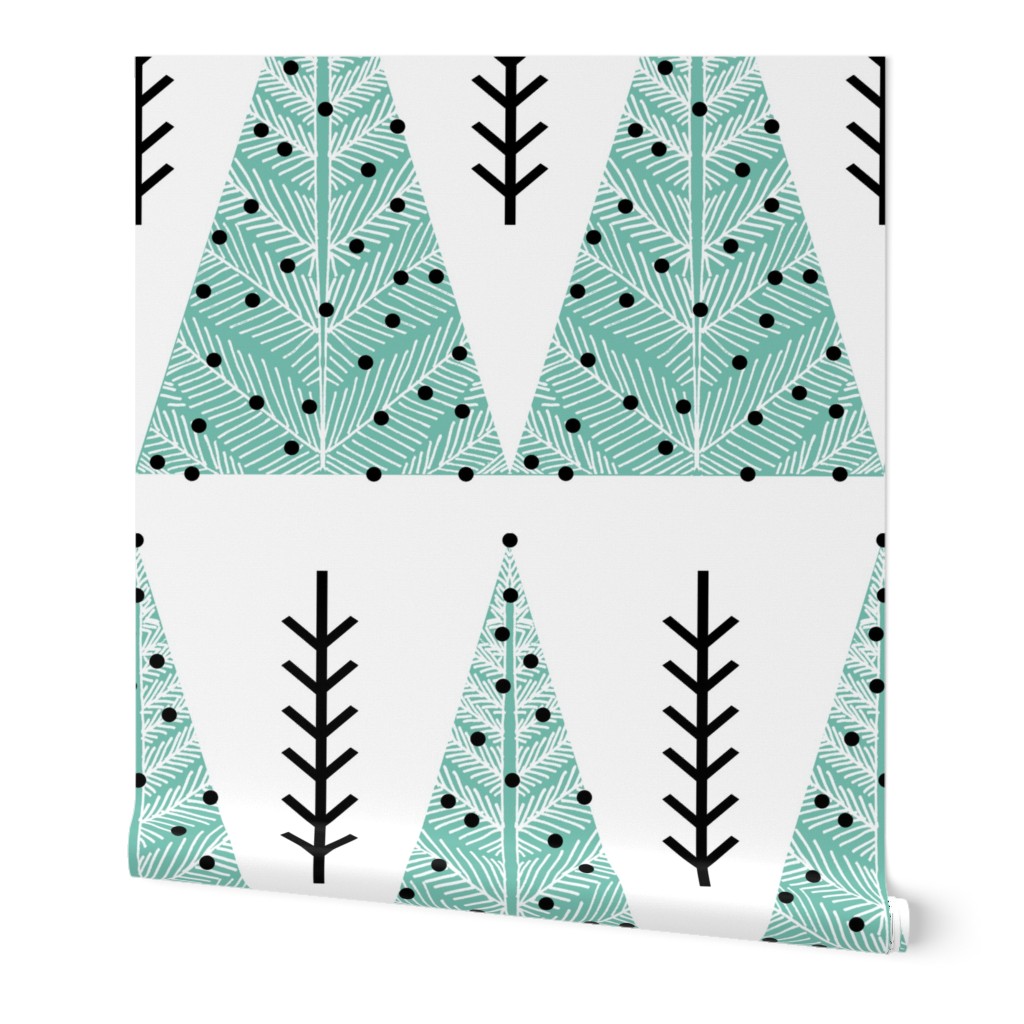 christmas tree forest // mint trees evergreen trees holiday christmas tree fabric cute